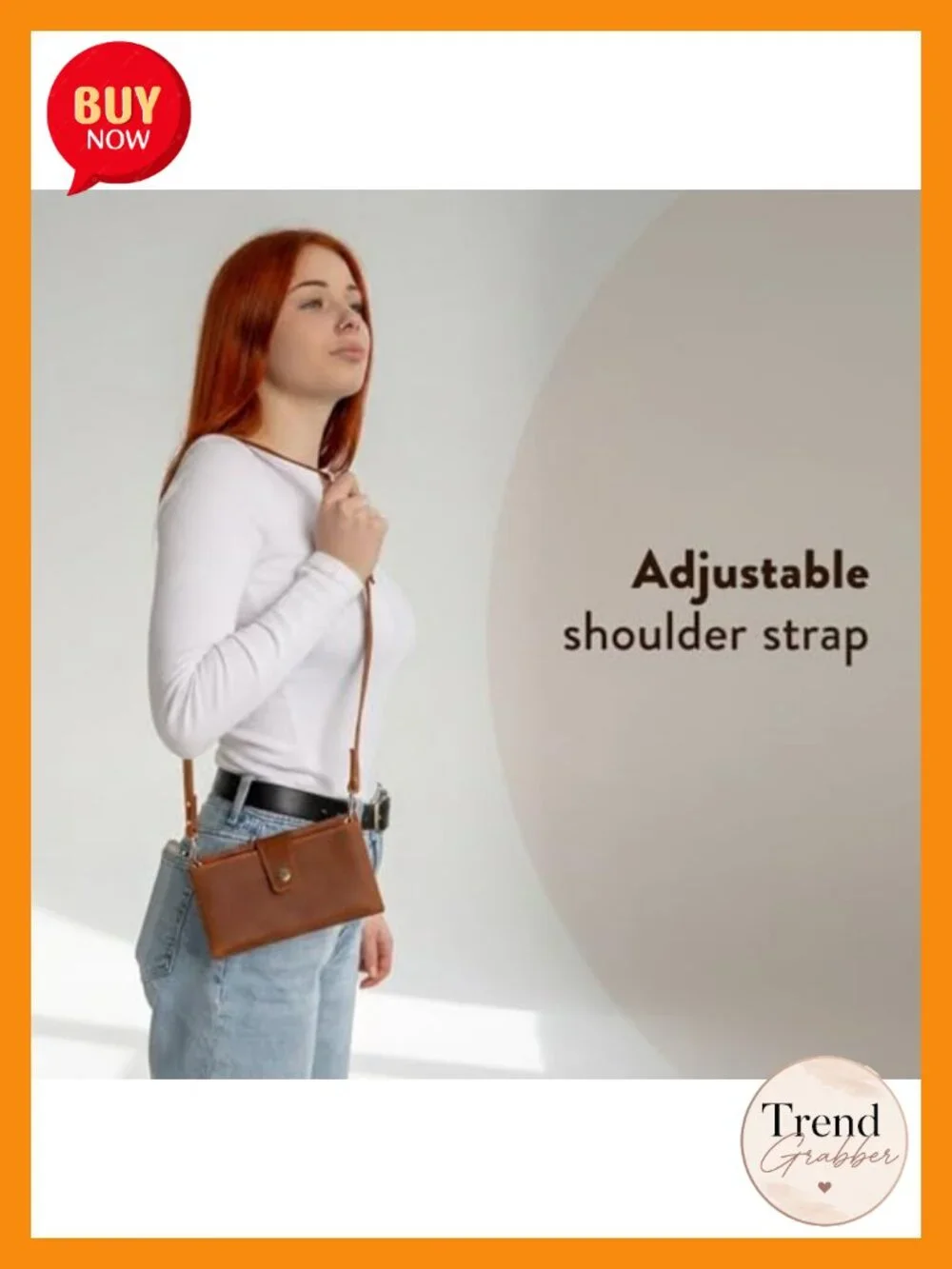 Genuine Leather Crossbody Purse with Phone Pocket & Card Slots
